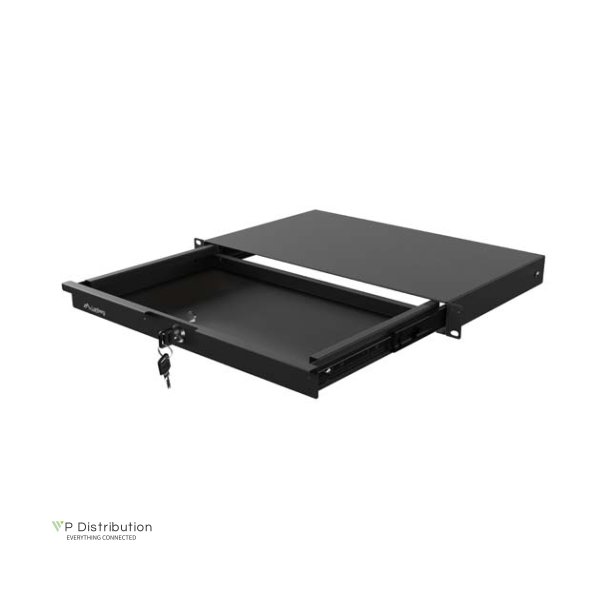 19" DRAWER 1U/483X270MM MAX LOAD CAPACITY UP TO 30KG ASSEMBLY BLACK LANBERG