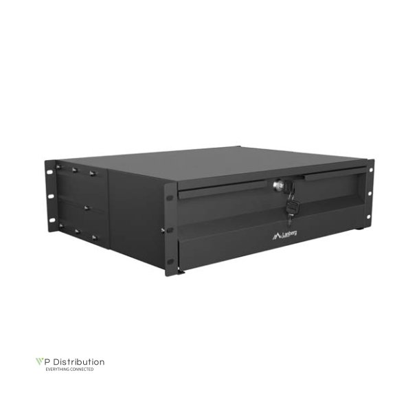 19" DRAWER 3U/483X360MM MAX LOAD CAPACITY UP TO 90KG 4 POINT ASSEMBLY BLACK LANBERG