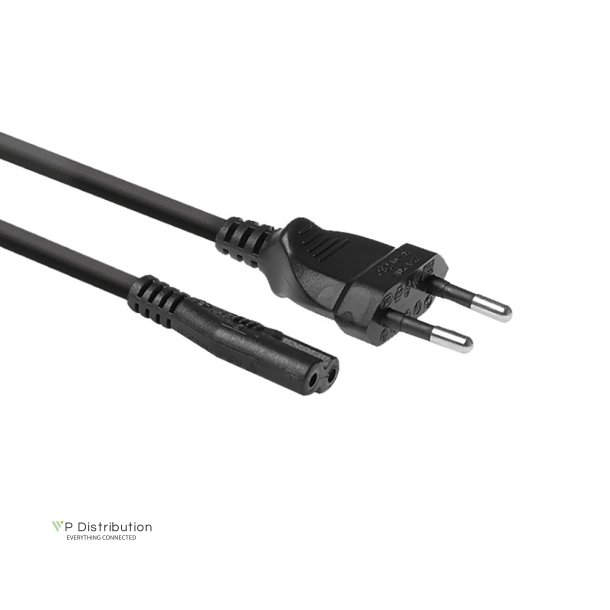 ACT Powercord Euro male - C7 female black 1.5 m, Zip Bag