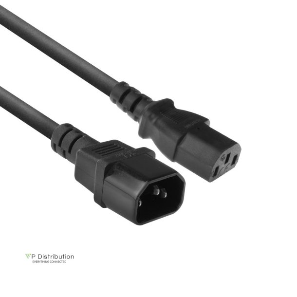 ACT Powercord C13 - C14 black 1.8 m, Zip Bag