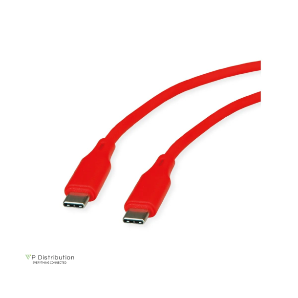 ROLINE USB 2.0 Silicon Cable, C-C, M/M, 60W, 1m, RED