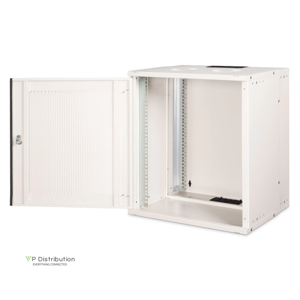 19" 12U wall mounting cabinet, SOHO Pro perforated door, 595 x 540 x 400 mm, unmounted, gr