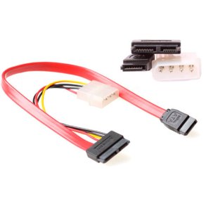 ACT Micro SATA(6+7) female - SATA(7) female + 5,25 inch  male (4 pins) 0,30 m