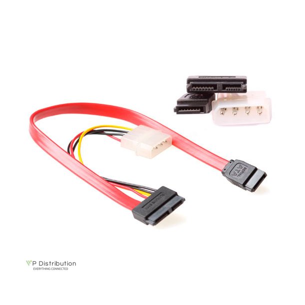 ACT Micro SATA(6+7) female - SATA(7) female + 5,25 inch  male (4 pins) 0,30 m