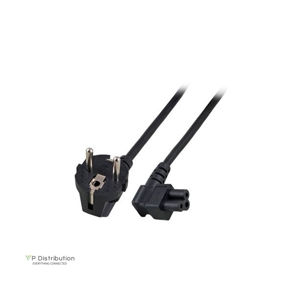 ACT Powercord mains connector CEE 7/7 male (angled) - C5 (angled) black 5 m