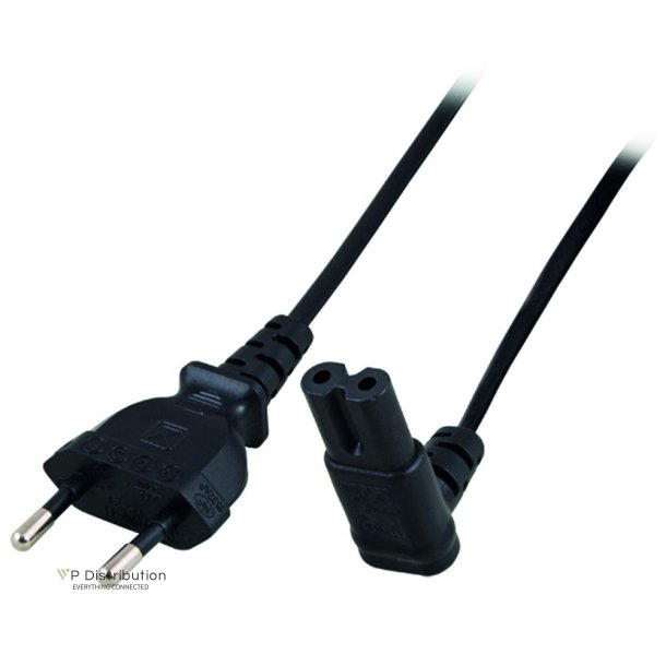 ACT Powercord Euro male - C7 female (angled down) black 2 m