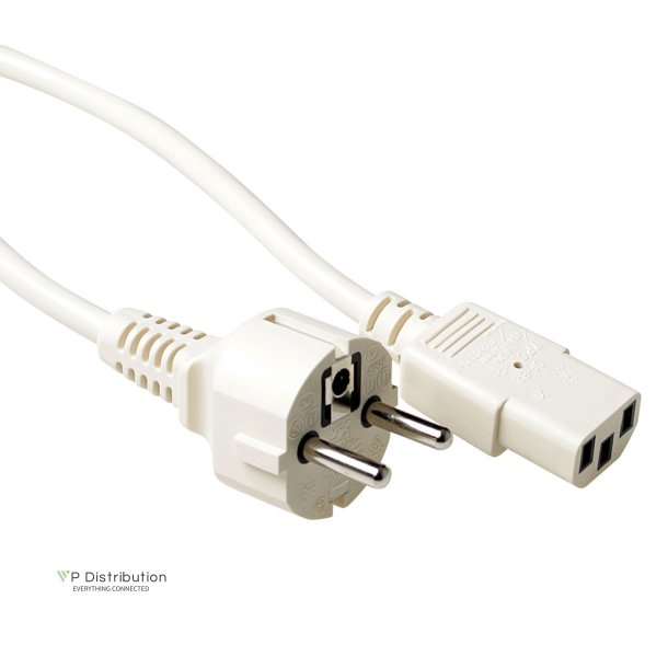 ACT Powercord mains connector CEE 7/7 male (straight) - C13 ivory 2.5 m