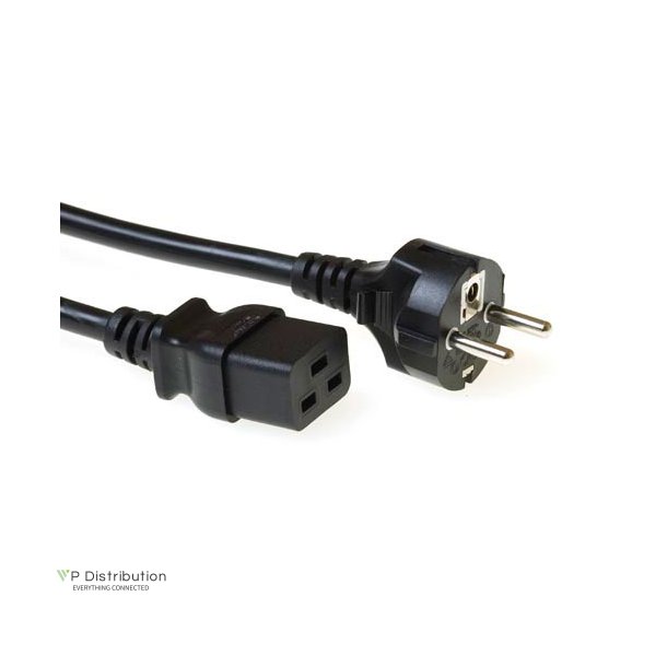 ACT Powercord mains connector CEE 7/7 male (straight) - C19 black 3 m
