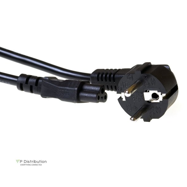 ACT Powercord mains connector CEE 7/7 male (angled) - C5 black 3 m