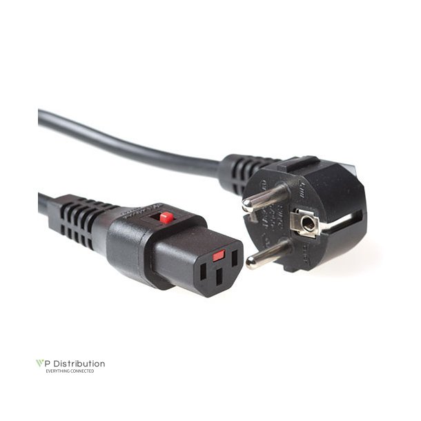 ACT Powercord CEE 7/7 male (angled) - C13 IEC Lock black 1 m, EL249S