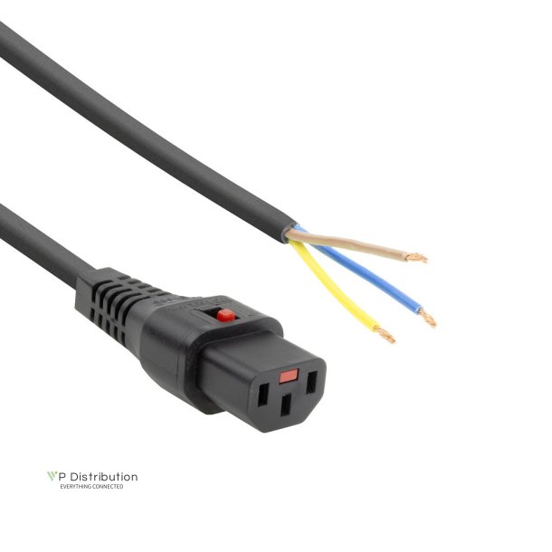 ACT Powercord C13 IEC Lock - open end black 4 m, PC1026