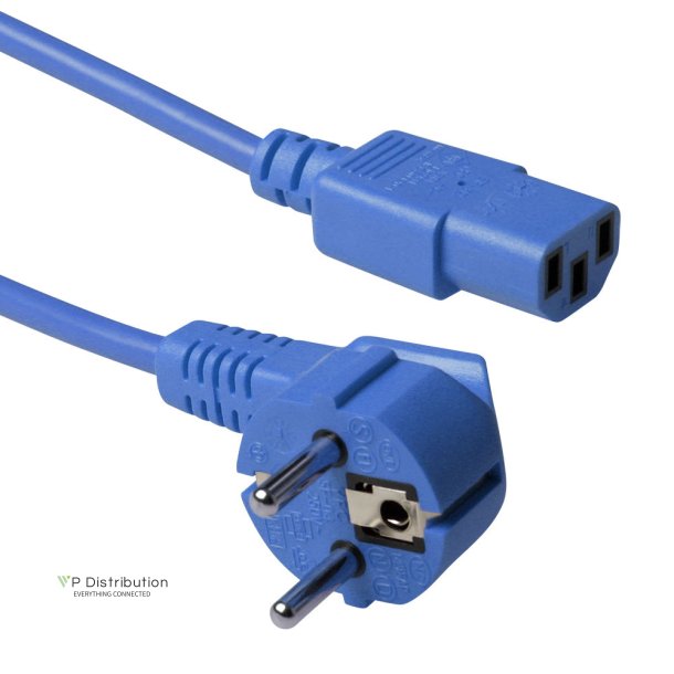 ACT Powercord mains connector CEE 7/7 male (angled) - C13 blue 1.2 m