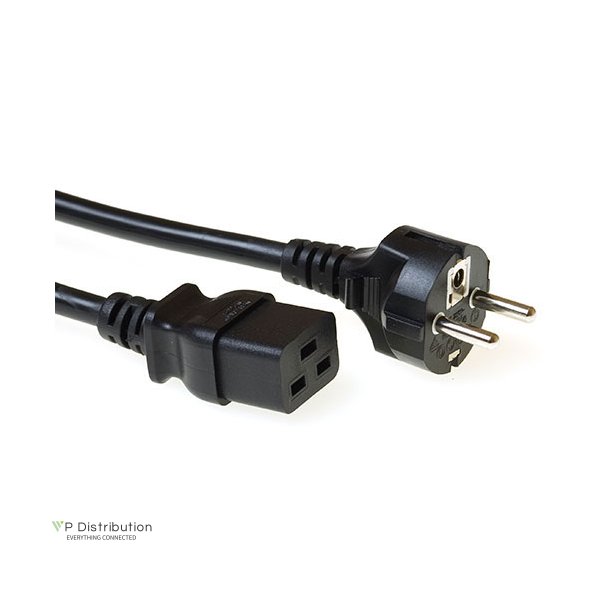 ACT Powercord mains connector CEE 7/7 male (straight) - C19 black 5 m