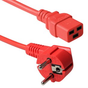ACT Powercord mains connector CEE 7/7 male (angled) - C19 red 1.2 m