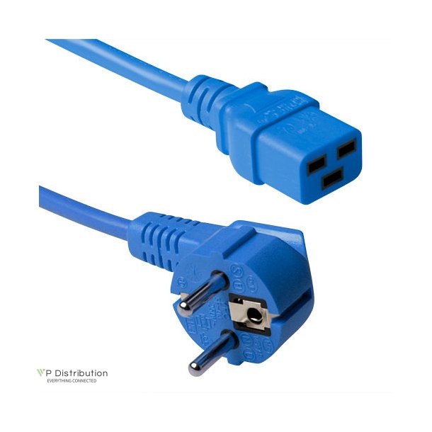 ACT Powercord mains connector CEE 7/7 male (angled) - C19 blue 0.6 m