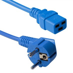 ACT Powercord mains connector CEE 7/7 male (angled) - C19 blue 1.8 m