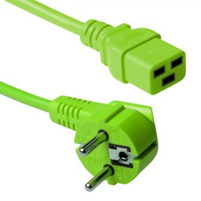 ACT Powercord mains connector CEE 7/7 male (angled) - C19 green 1.8 m