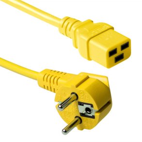 ACT Powercord mains connector CEE 7/7 male (angled) - C19 yellow 0.6 m