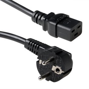 ACT Powercord mains connector CEE 7/7 male (angled) - C19 black 0.6 m