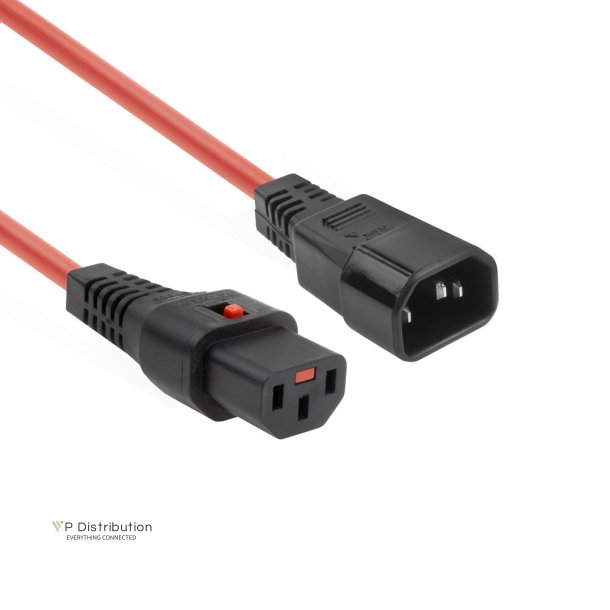 ACT Powercord C13 IEC Lock - C14 red 1.5 m, PC1476