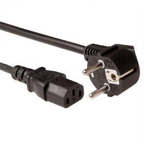 ACT Powercord LSZH mains connector CEE 7/7 male (angled) - C13 black 1 m