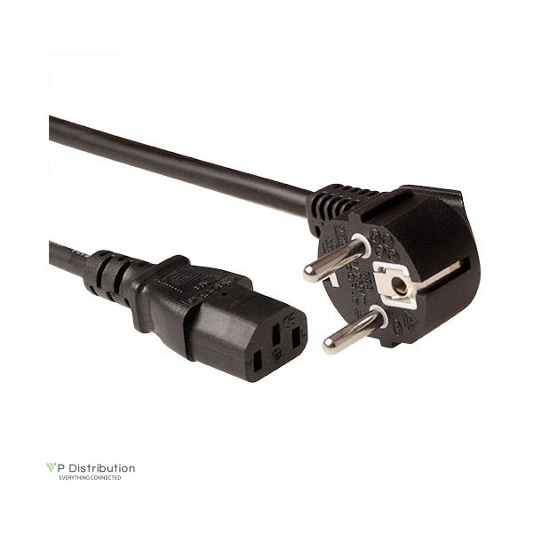 ACT Powercord LSZH mains connector CEE 7/7 male (angled) - C13 black 1 m