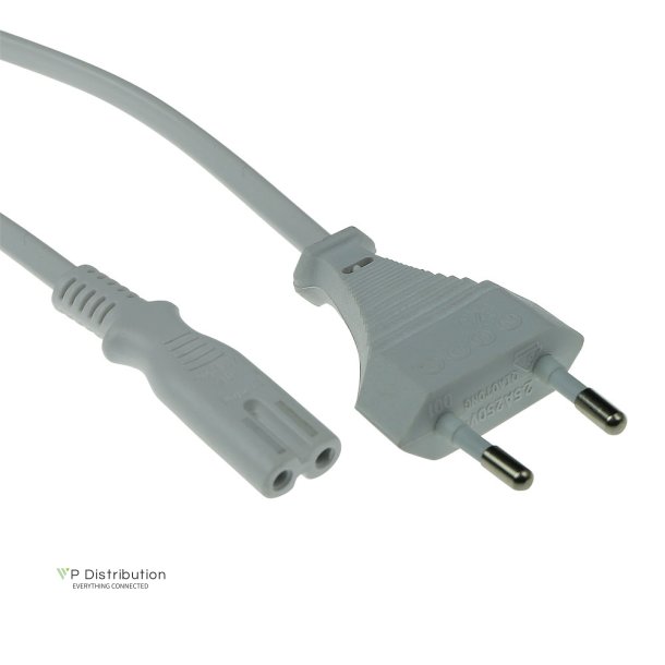 ACT Powercord Euro male - C7 female white 1.5 m