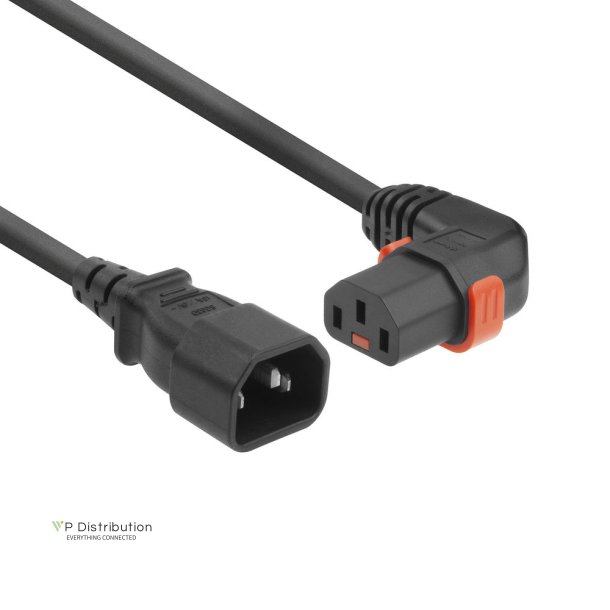 ACT Powercord C14 - C13 IEC Lock (right angled) black 2 m, PC2045