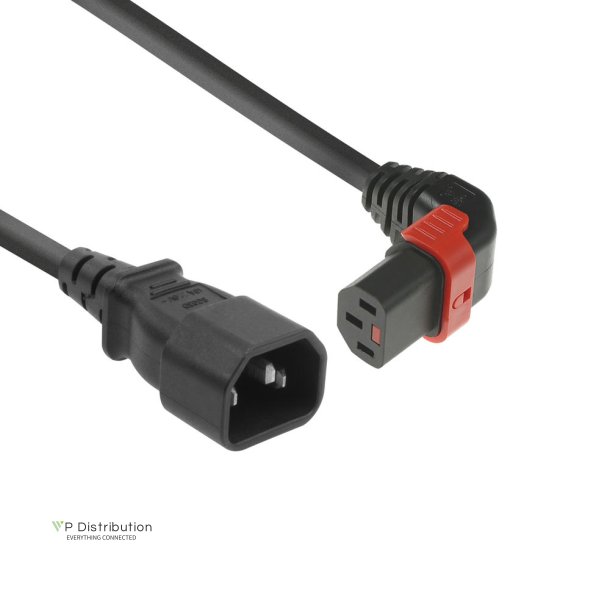 ACT Powercord C14 - C13 IEC Lock (up angled) black 1 m, PC2043