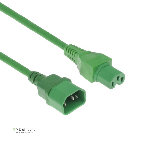 ACT Powercord C14 - C15 green 0.6 m