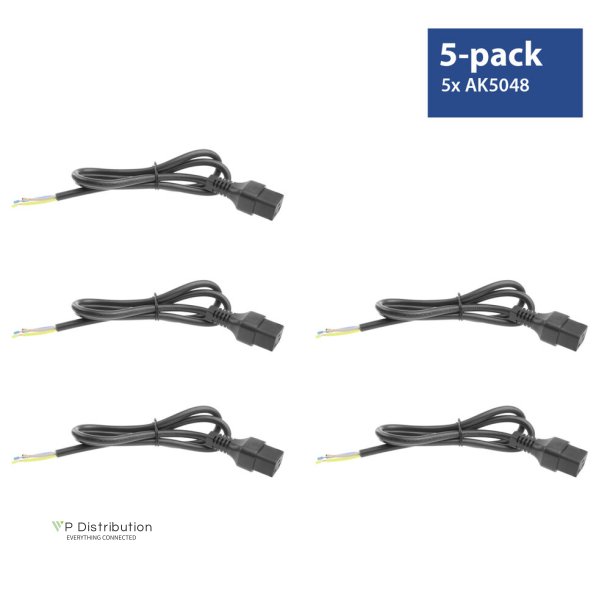 ACT Powercord C19 IEC Lock - open end black 2 m, PC1174, 5-Pack