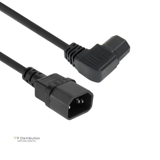 ACT Powercord C14 - C15 (angled left) IEC60320 black 0.6 m