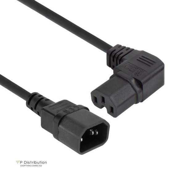 ACT Powercord C14 - C15 (angled right) IEC60320 black 0.6 m