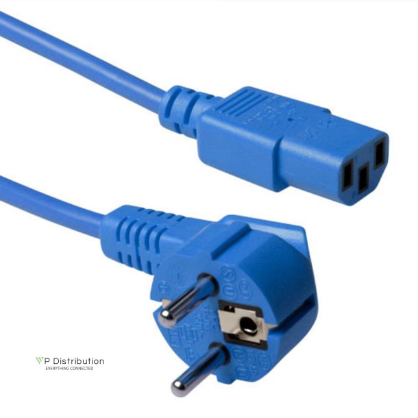 ACT Powercord mains connector CEE 7/7 male (angled) - C13 blue 5 m