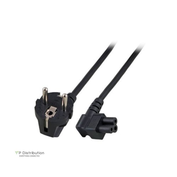 ACT Powercord mains connector CEE 7/7 male (angled) - C5 (angled) black 1 m