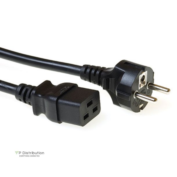 ACT Powercord mains connector CEE 7/7 male (straight) - C19 black 0.5 m