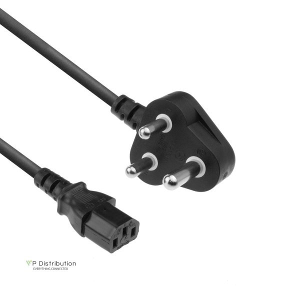 ACT Powercord India/SA plug - C13 black 2.5 m