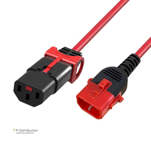 ACT Powercord C13 IEC Lock+ - C14 IEC Lock Dual Locking red 0.50 m, PC3613