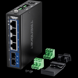 Trendnet 5-Port Hardened Industrial Gigabit DIN-Rail Switch with Multi-Mode SC Port