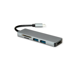 ROLINE Dockingstation C, 1x HDMI, 2x USB3.2G1 A, 1x SD/MicroSD