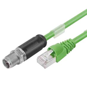 Binder M12 8 pole shielded sensor cable X coded male to RJ45
