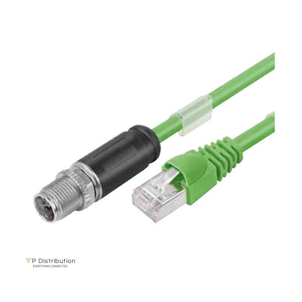 Binder M12 8 pole shielded sensor cable X coded male to RJ45