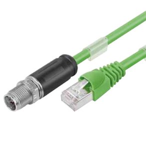 Binder M12 8 pole shielded sensor cable X coded male to RJ45