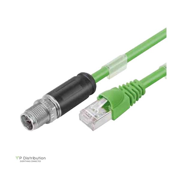 Binder M12 8 pole shielded sensor cable X coded male to RJ45