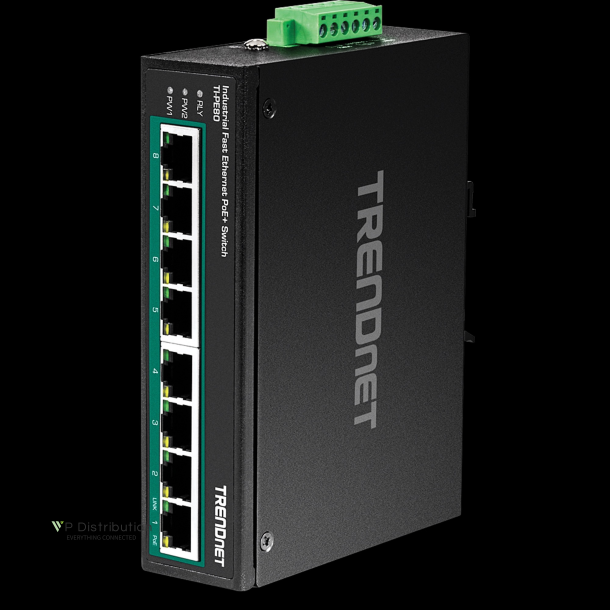 Trendnet 8-Port Industrial Fast Ethernet PoE+ DIN-Rail Switch