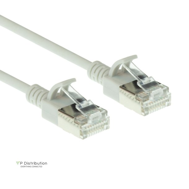 ACT Grey 0.5 meter LSZH U/FTP CAT6A datacenter slimline patch cable snagless with RJ45 connectors