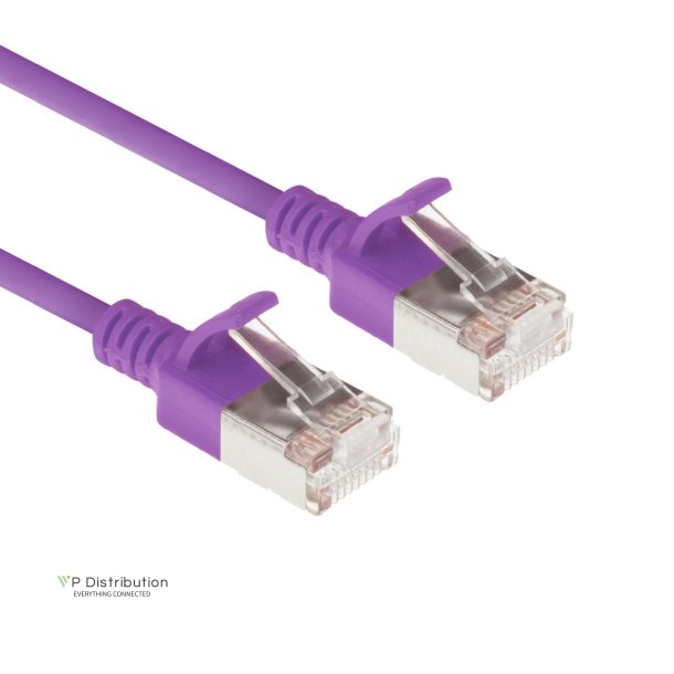 ACT Purple 0.5 meter LSZH U/FTP CAT6A datacenter slimline patch cable snagless with RJ45 connectors