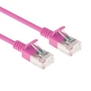 ACT Pink 3 meter LSZH U/FTP CAT6A datacenter slimline patch cable snagless with RJ45 connectors