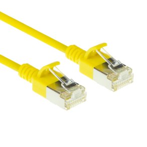 ACT Yellow 5 meter LSZH U/FTP CAT6A datacenter slimline patch cable snagless with RJ45 connectors