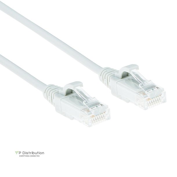 ACT White 1 meter LSZH U/UTP CAT6 datacenter slimline patch cable snagless with RJ45 connectors